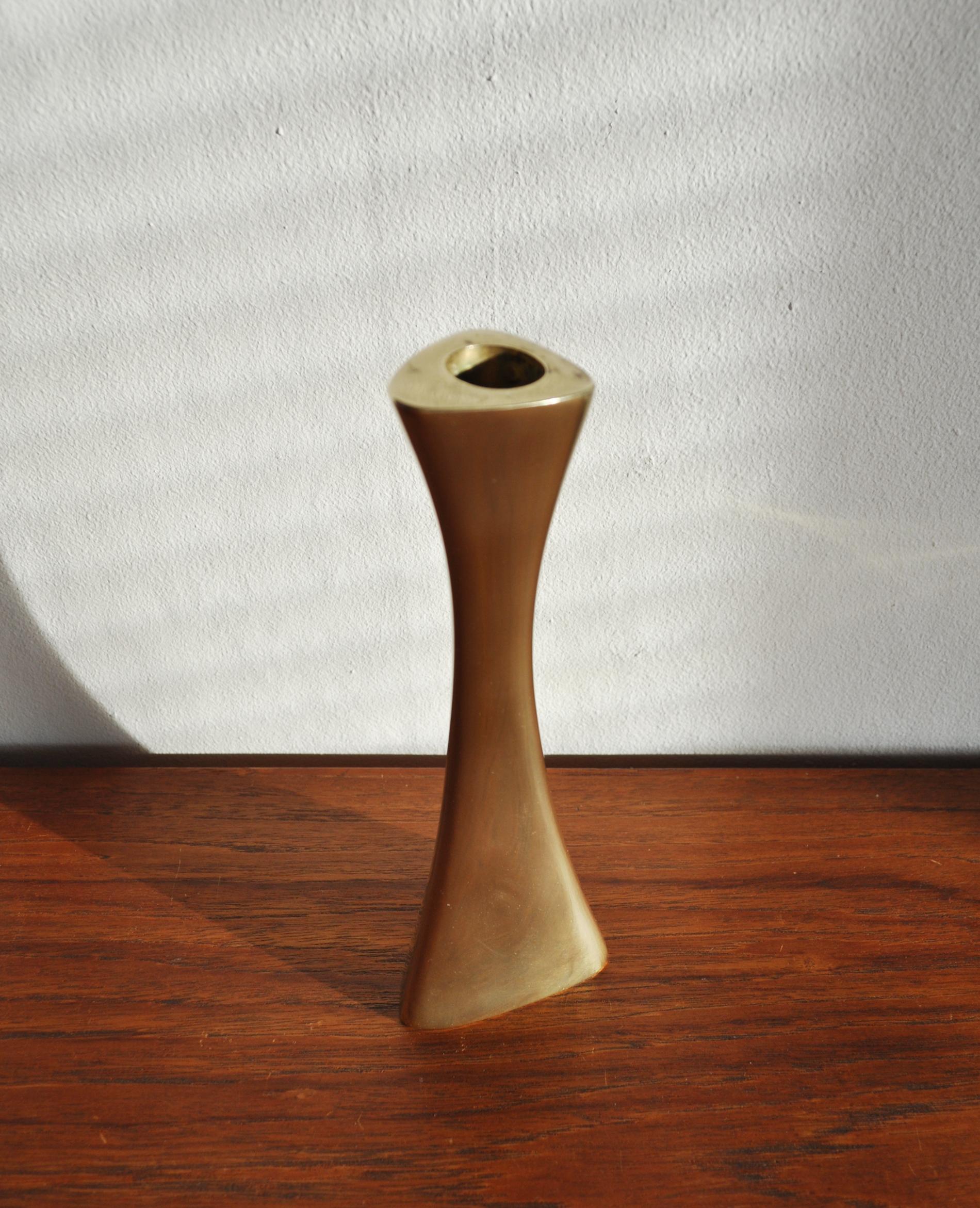Swedish Brass Candlestick or Vase by BCA Eskilstuna, 1960s In Good Condition In Vordingborg, DK