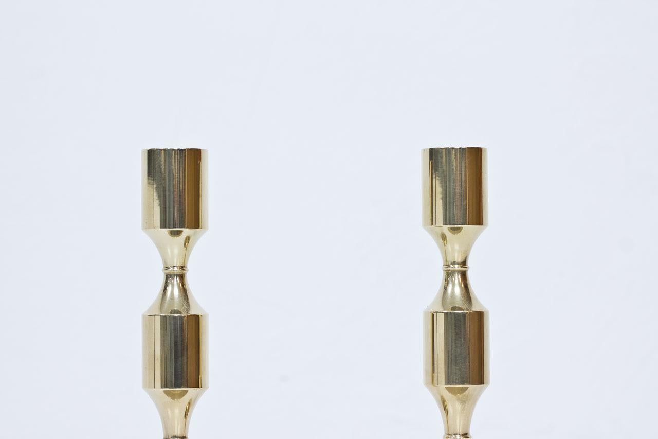 Polished Swedish Brass Candlesticks by Gusum