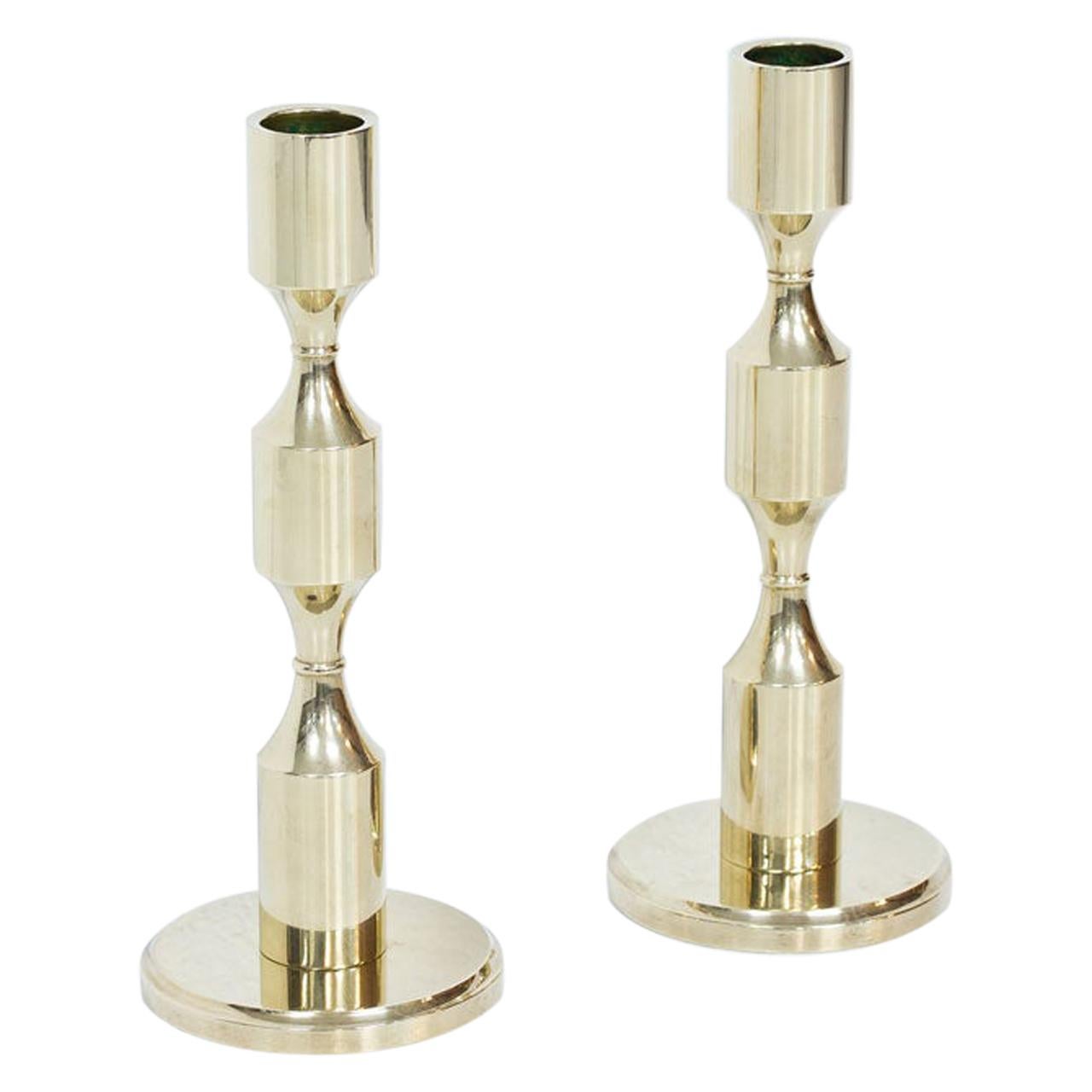 Swedish Brass Candlesticks by Gusum