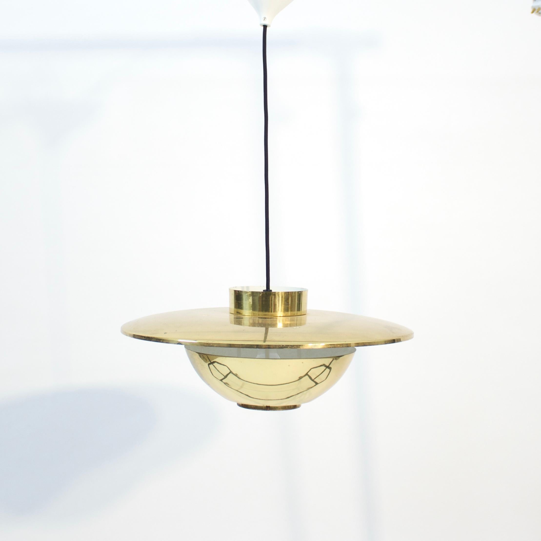 Brass Swedish brass ceiling lamp, attributed to Boréns, 1960s For Sale