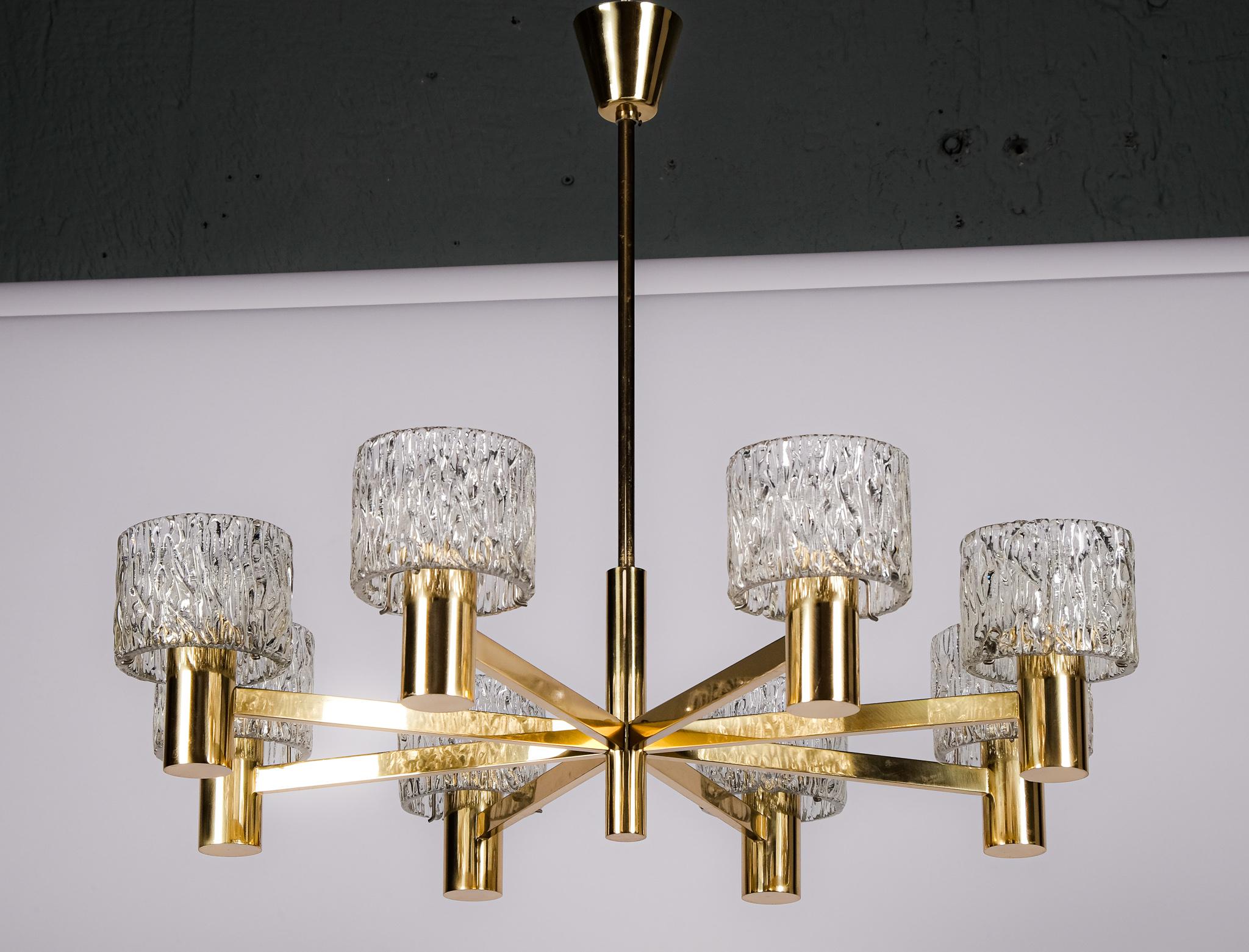 Swedish Brass Chandelier, 1960s For Sale 1