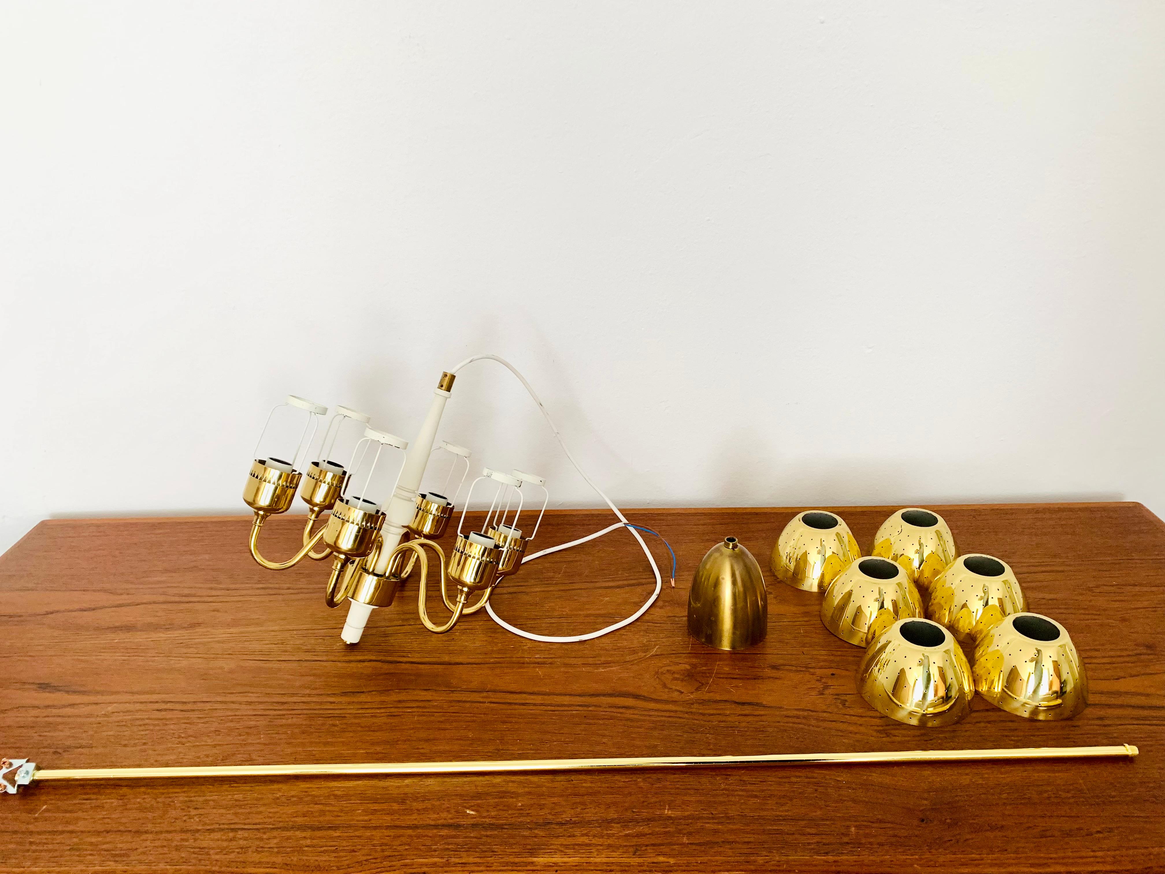 Swedish Brass Chandelier by Hans Agne Jakobsson For Sale 8