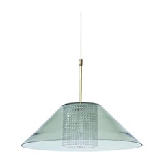 Swedish Brass & Glass Pendant by Carl Fagerlund for Orrefors