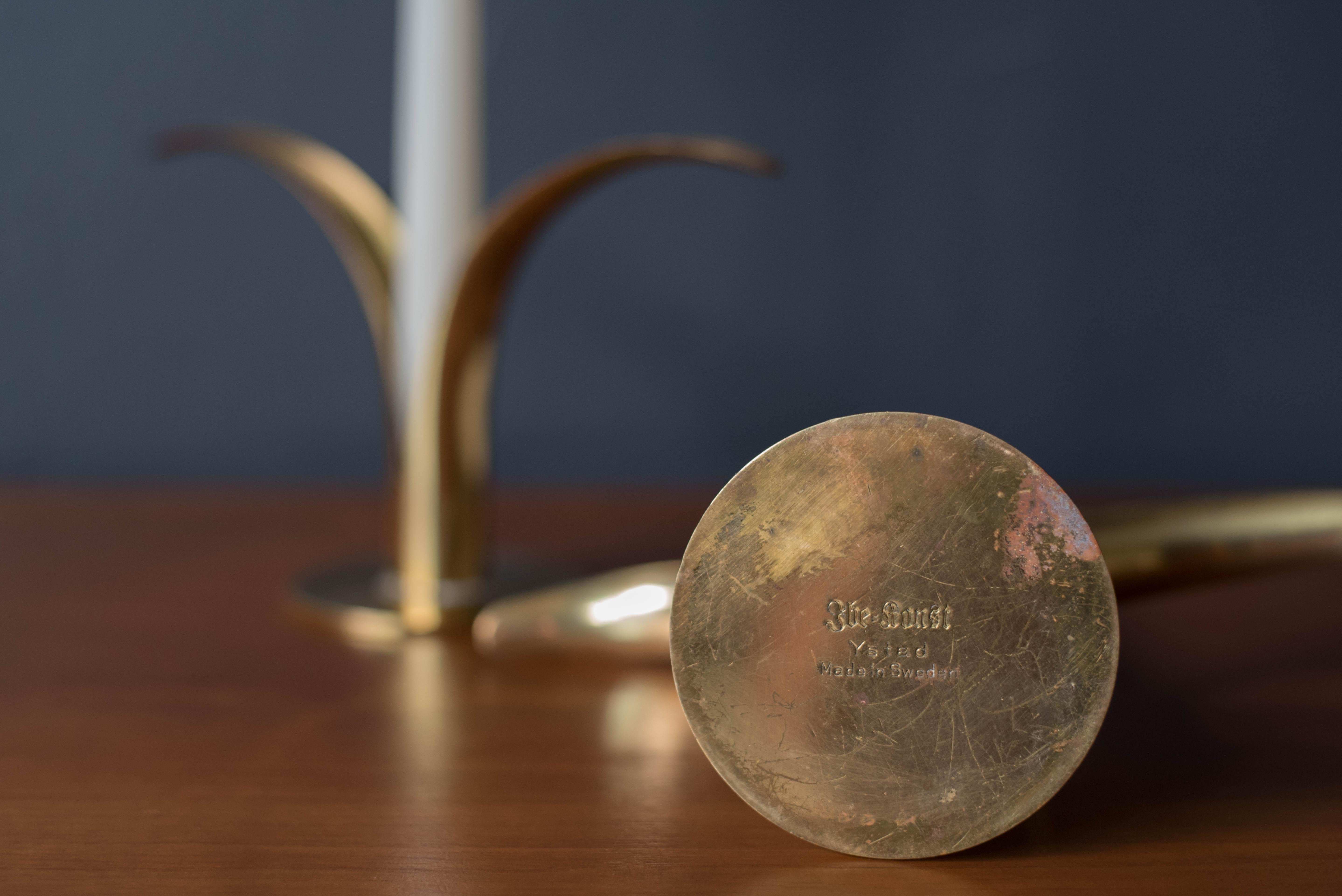 Mid-20th Century Swedish Brass Liljan Candle Holders by Ivar Ålenius Björk for Ystad Metall For Sale