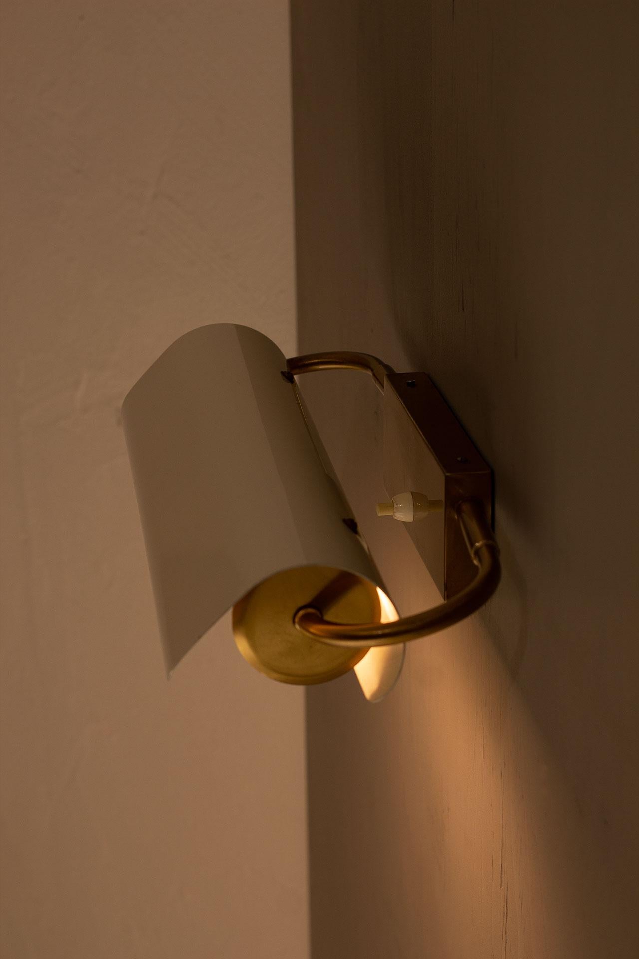 Swedish Brass & Metal Wall Lamp by Bertil Brisborg for Nordiska Kompaniet, NK 7