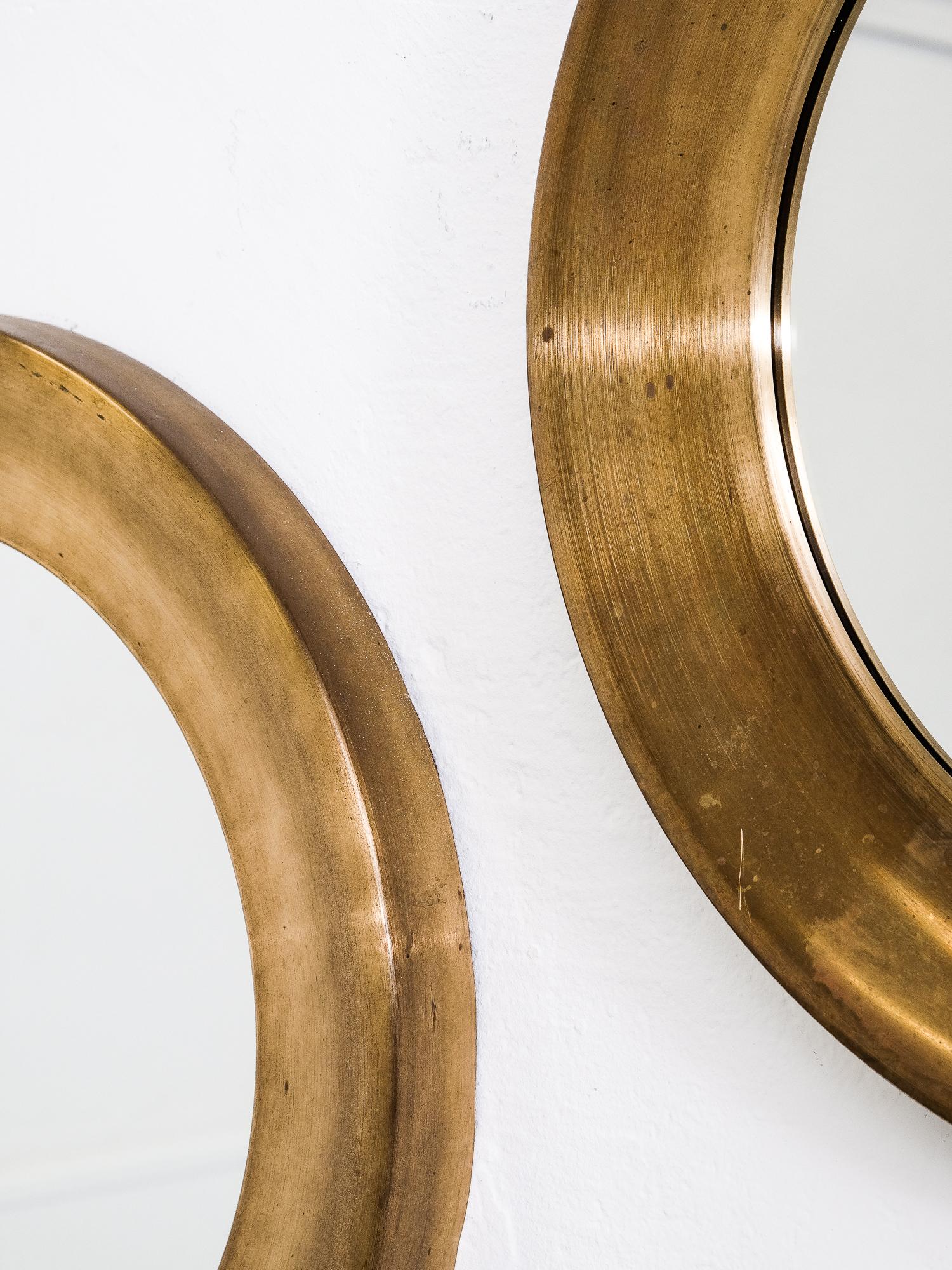 Mid-Century Modern Swedish Brass Model Nr 133 Wall Mirrors from Glas Mäster, 1950s