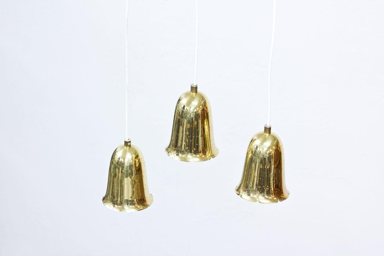 Scandinavian Modern Swedish Brass Pendant Lamps by Boréns, 1950s, Set of 3