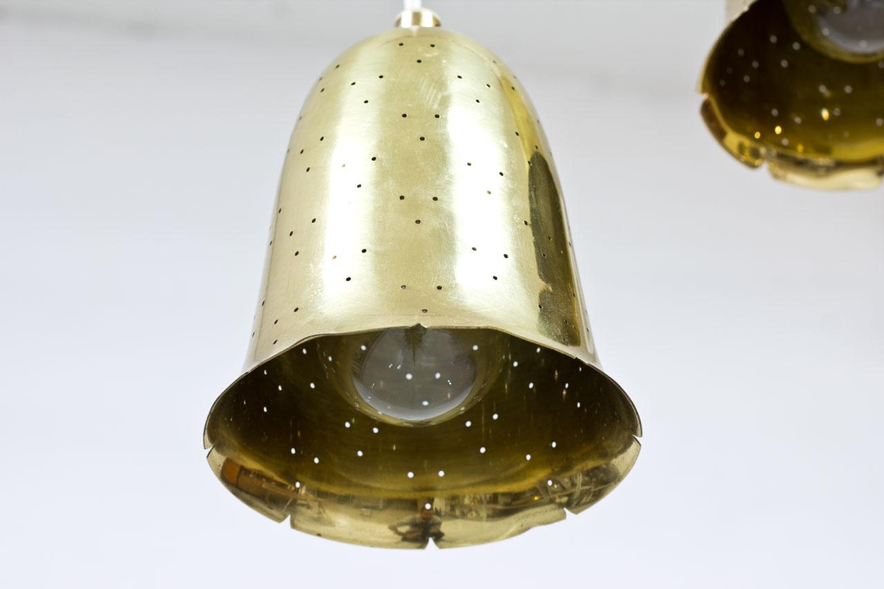 Swedish Brass Pendant Lamps by Boréns, 1950s, Set of 3 In Good Condition In Stockholm, SE