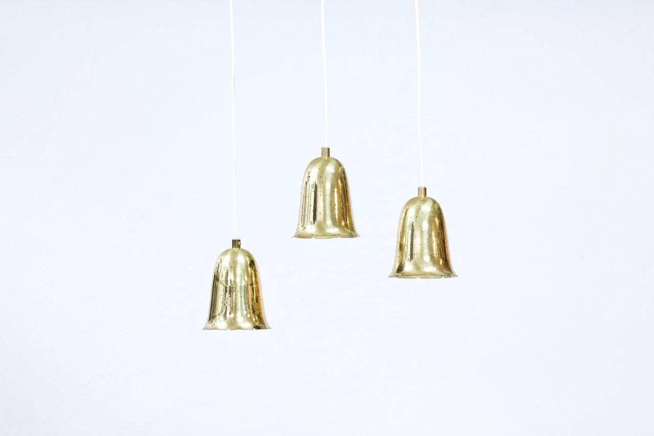 Swedish Brass Pendant Lamps by Boréns, 1950s, Set of 3 2