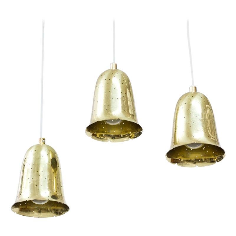 Swedish Brass Pendant Lamps by Boréns, 1950s, Set of 3