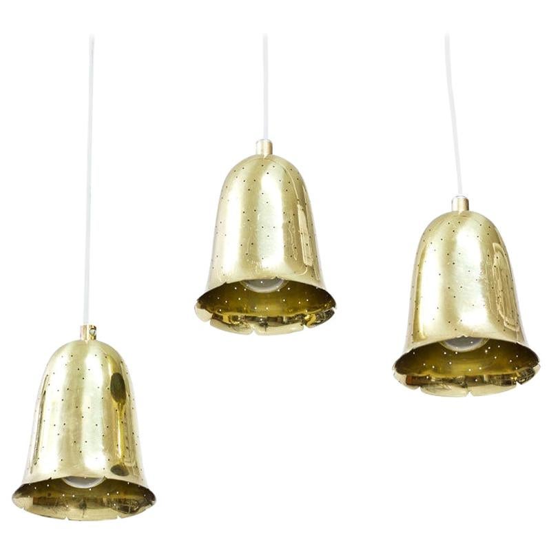 Swedish Brass Pendant Lamps by Boréns, 1950s, Set of 3