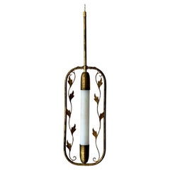 Swedish Brass Pendant Light with Leaf Decoration, Art Deco Style