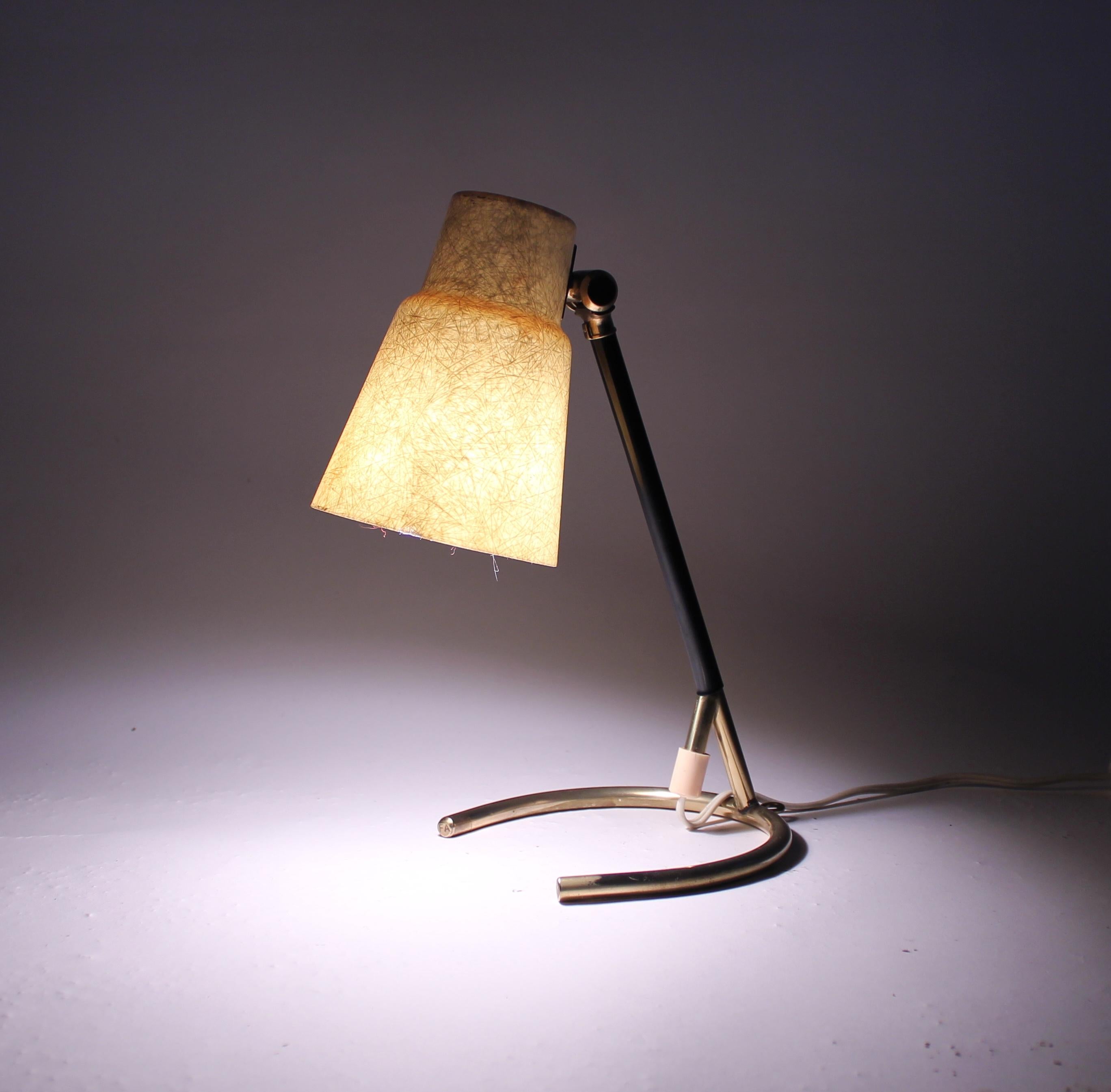 Swedish Brass Table Lamp with Fibreglass Shade, 1950s 4