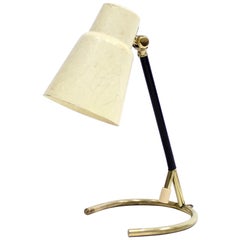 Swedish Brass Table Lamp with Fibreglass Shade, 1950s