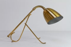 Swedish Brass Table Lamp with Flexible Neck, 1950s.