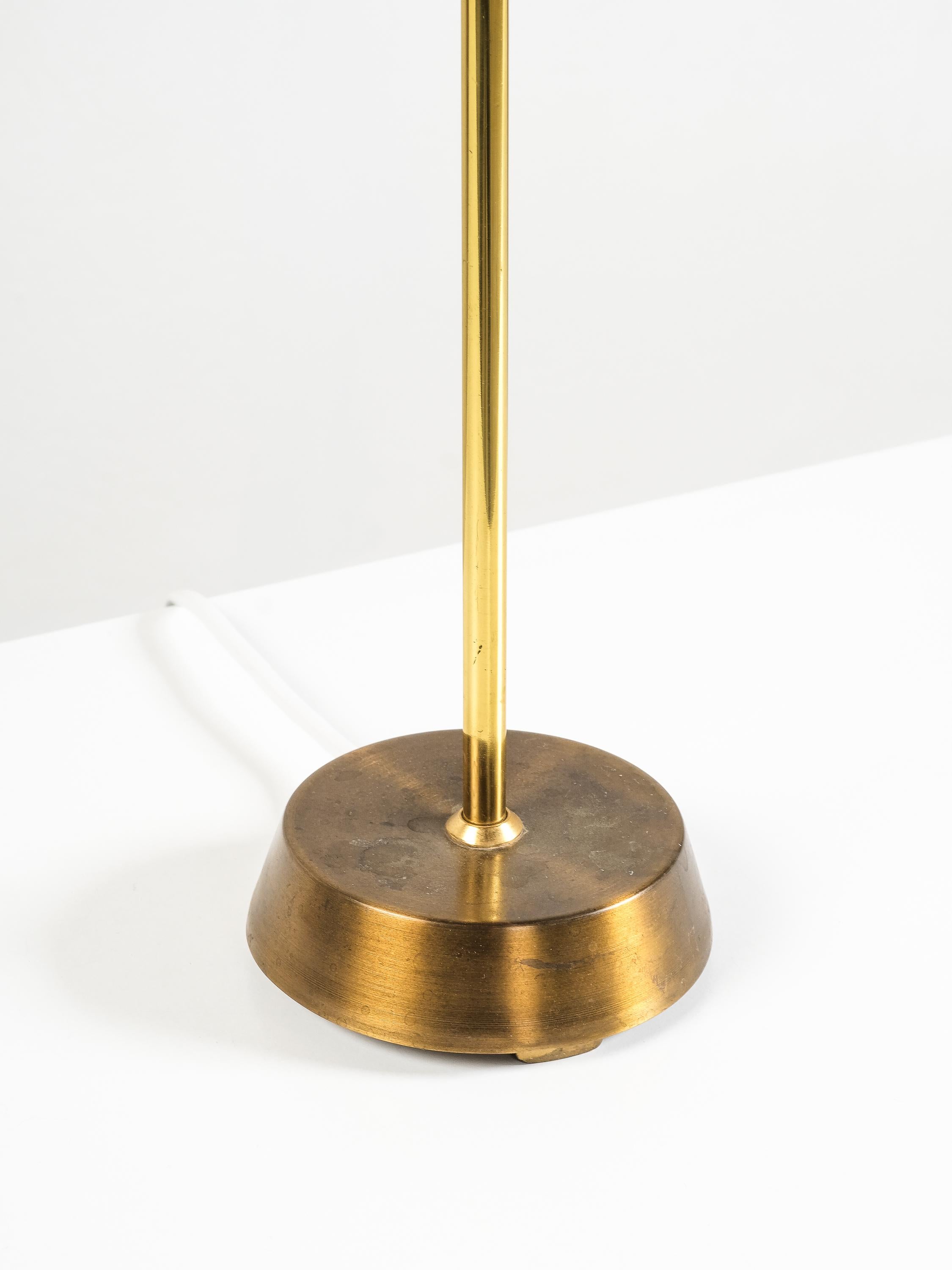 Mid-20th Century Swedish Brass Table Lamp with Rattan Shade by EWÅ Värnamo, 1960s For Sale