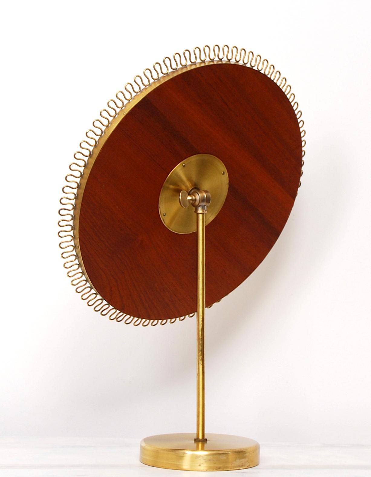 Scandinavian Modern Swedish Brass Table Vanity Mirror by Nordiska Kompaniet, NK, 1940s