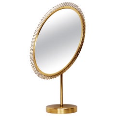 Swedish Brass Table Vanity Mirror by Nordiska Kompaniet, NK, 1940s