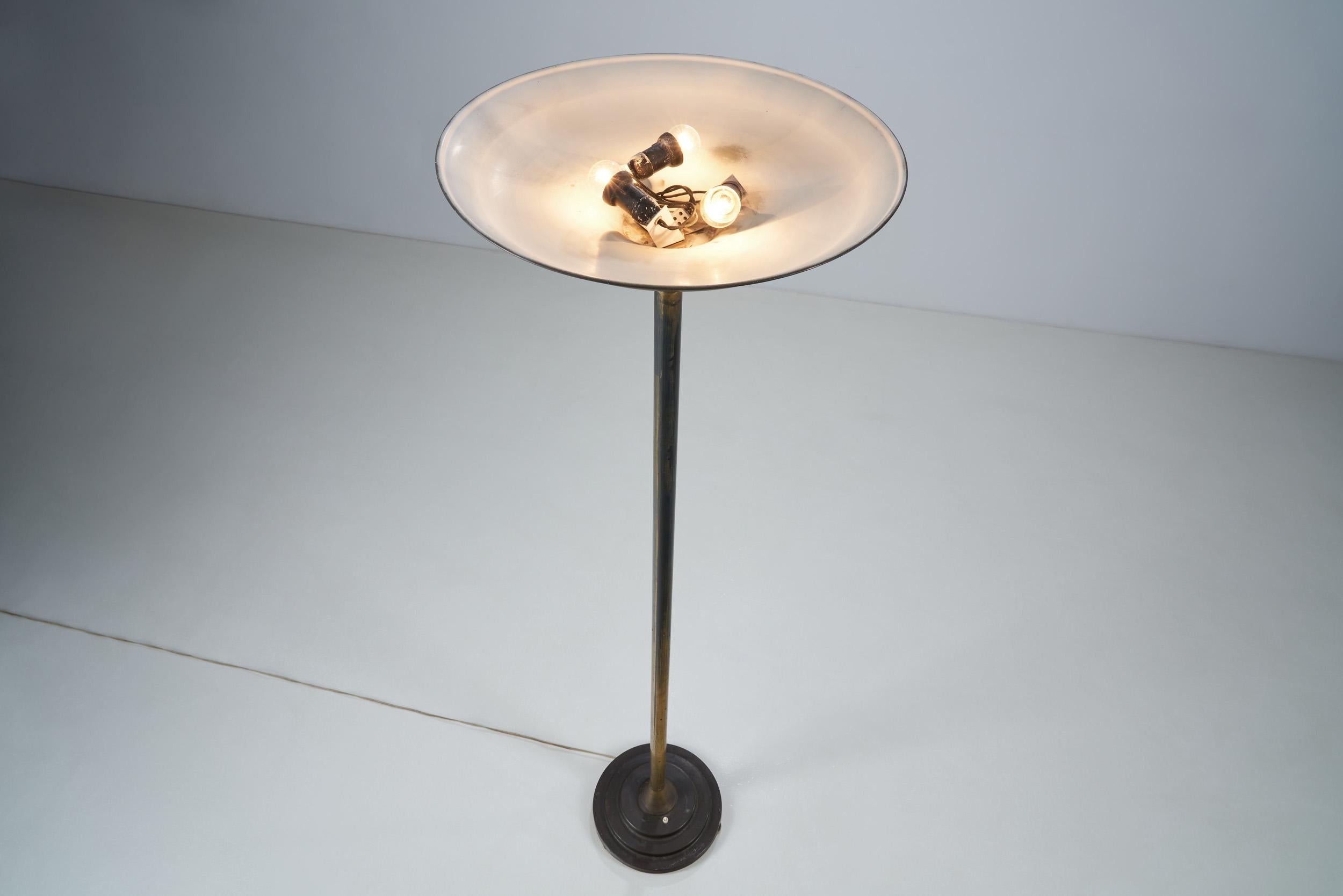 Swedish Brass Torchiere Floor Lamp, Sweden, 1930s 3