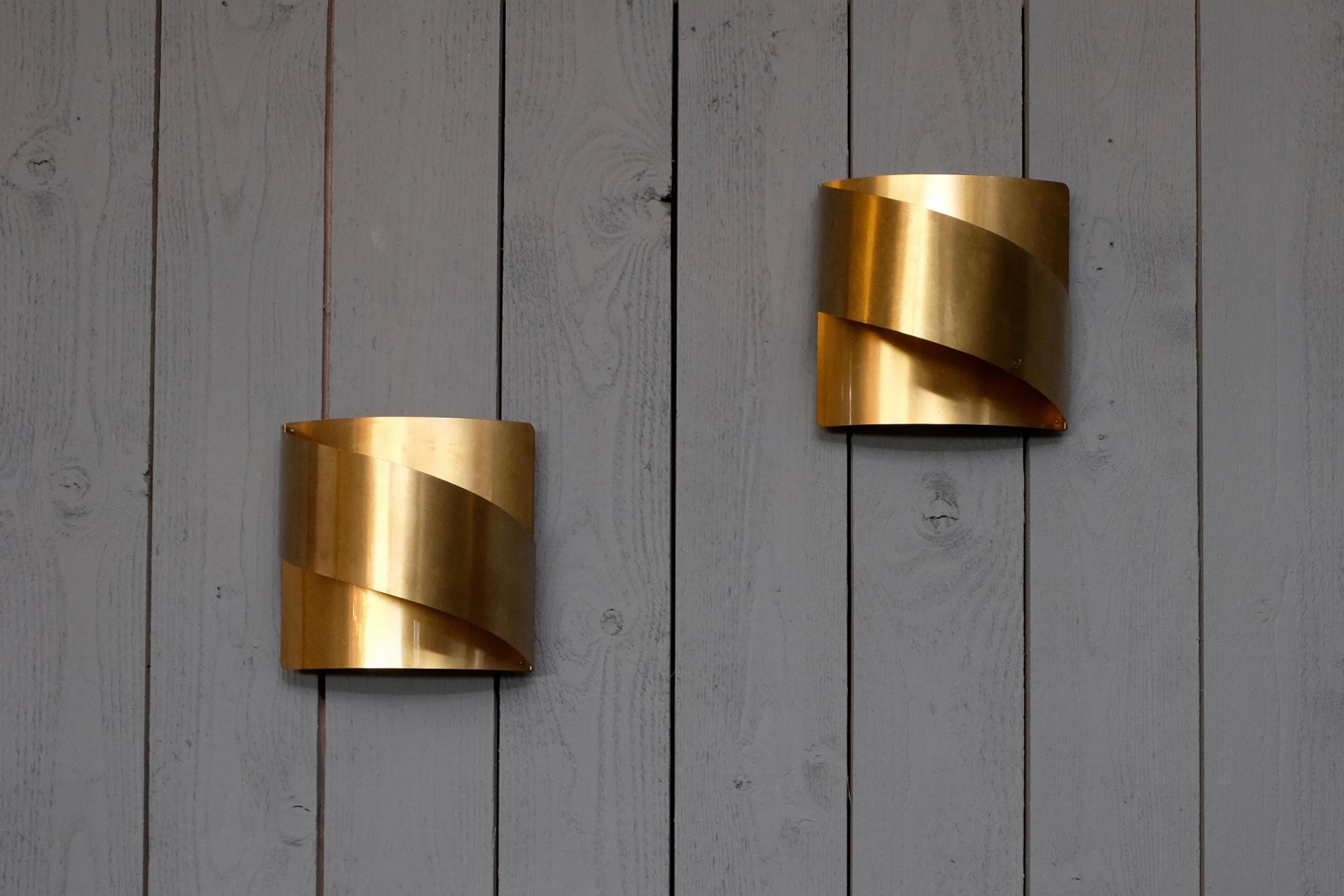 Swedish Brass Wall Lamps 