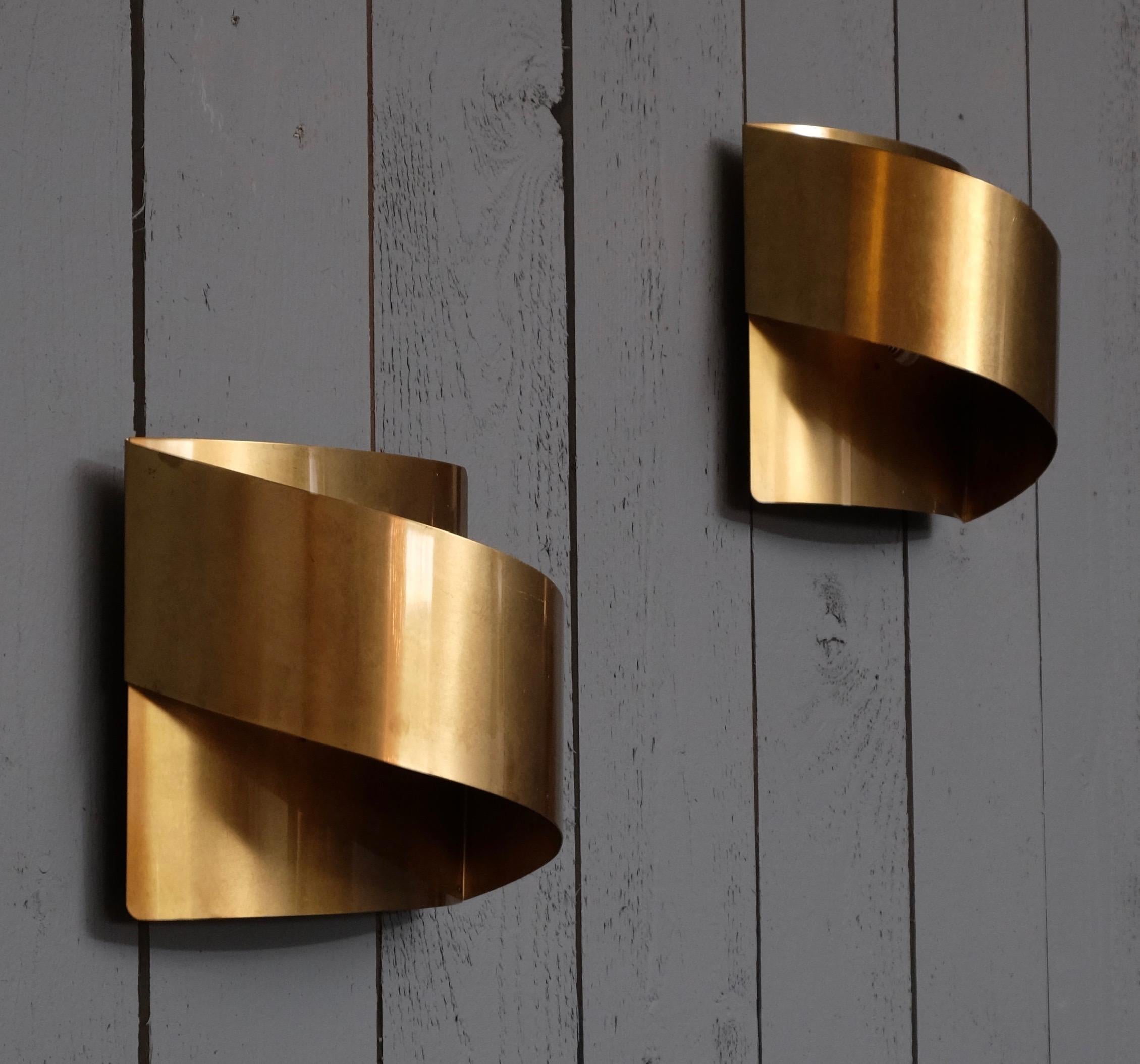 Scandinavian Modern Swedish Brass Wall Lamps 