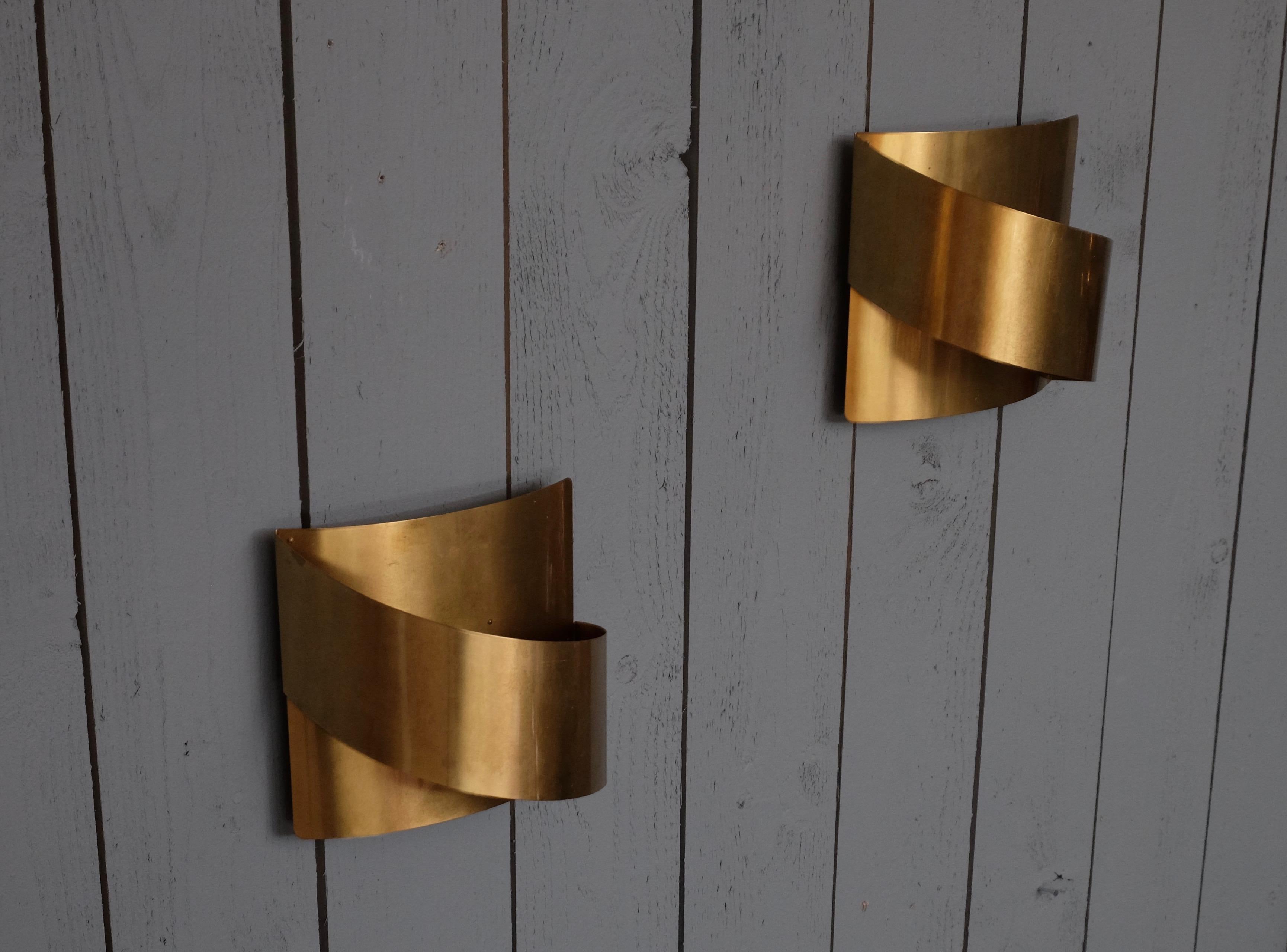 Swedish Brass Wall Lamps 