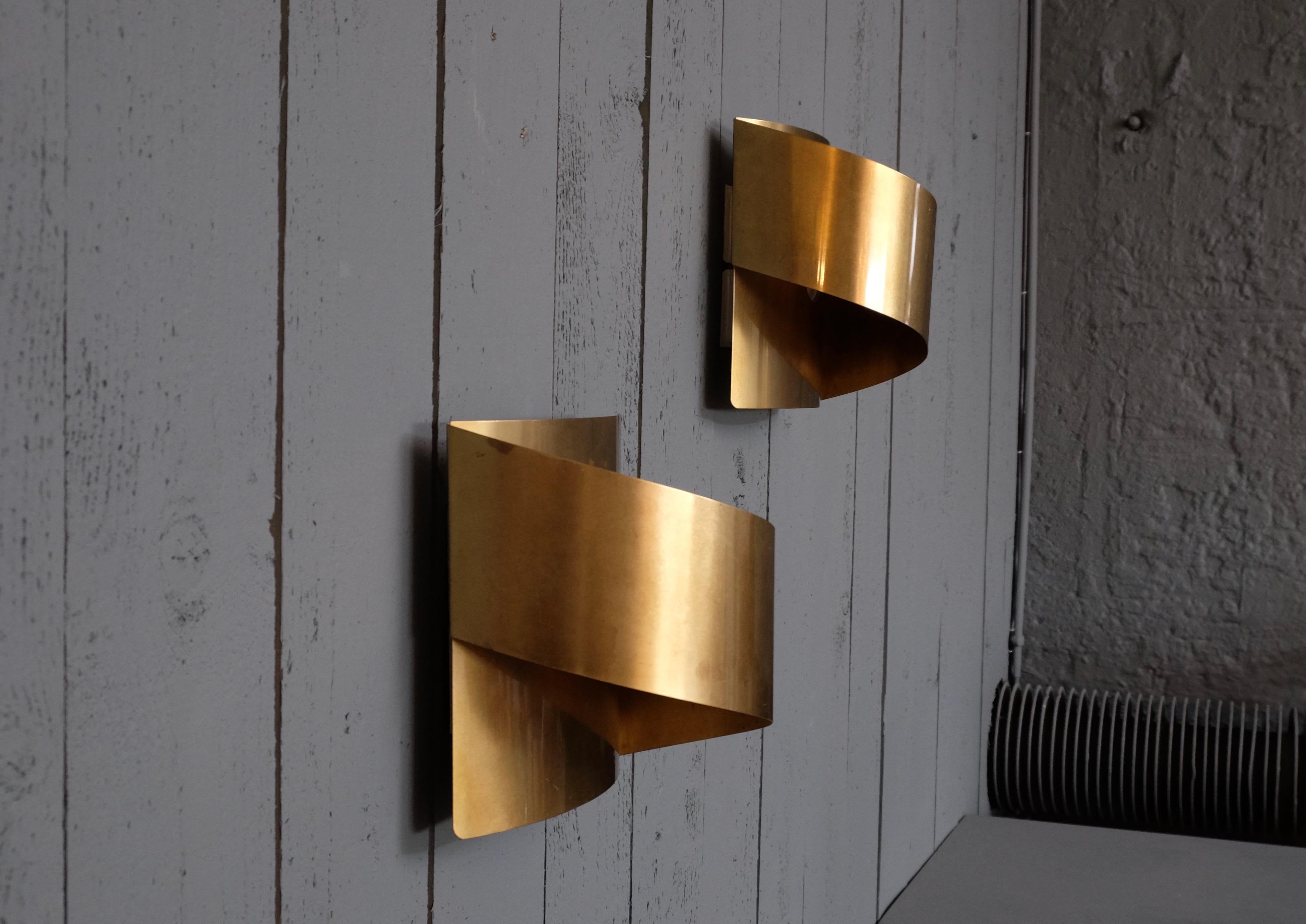 Swedish Brass Wall Lamps 