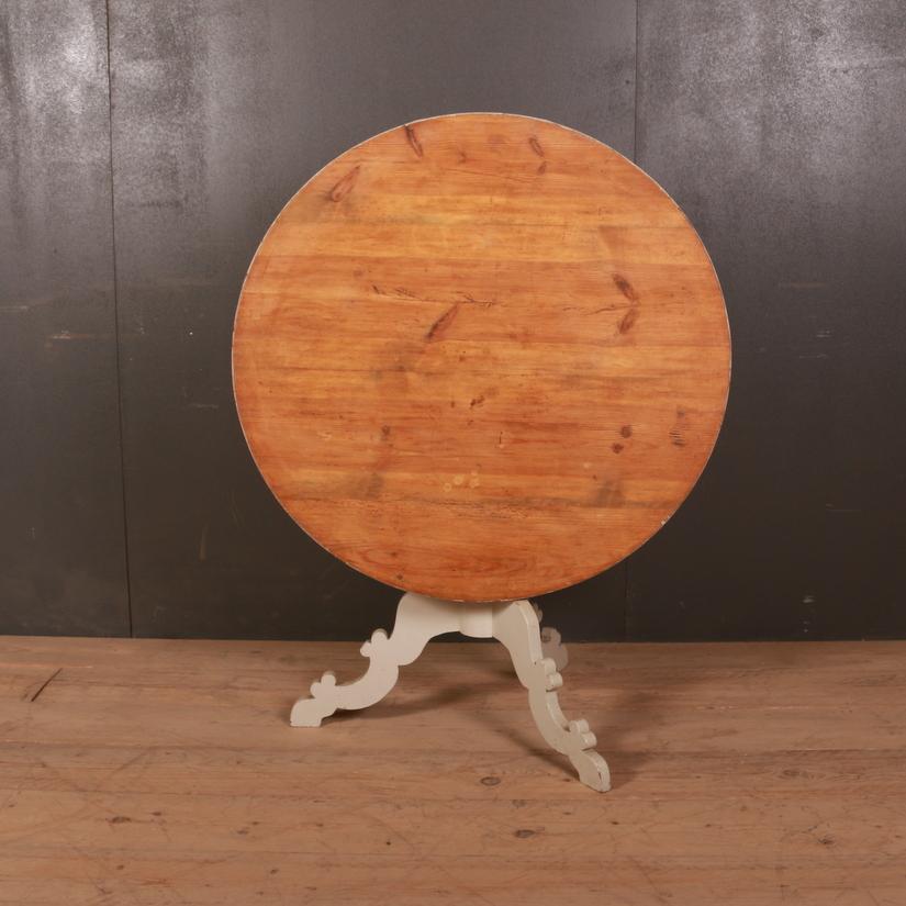 19th century Swedish tilt-top breakfast table, 1880

Dimensions
28 inches (71 cms) high
37 inches (94 cms) diameter.

  