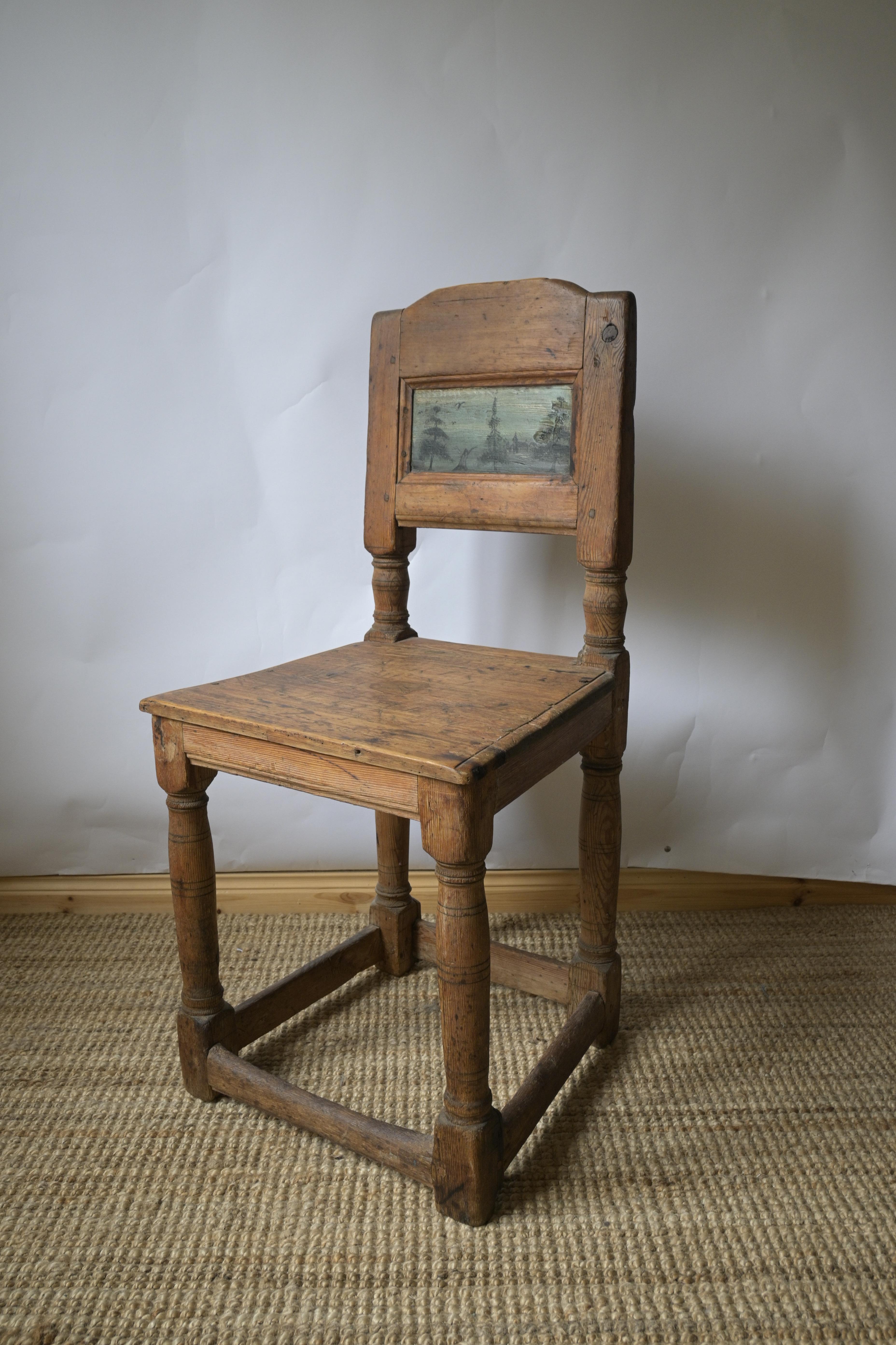Swedish Brick Chair with Painted Panel, from Dalarna ca 1770–1779 For Sale 5