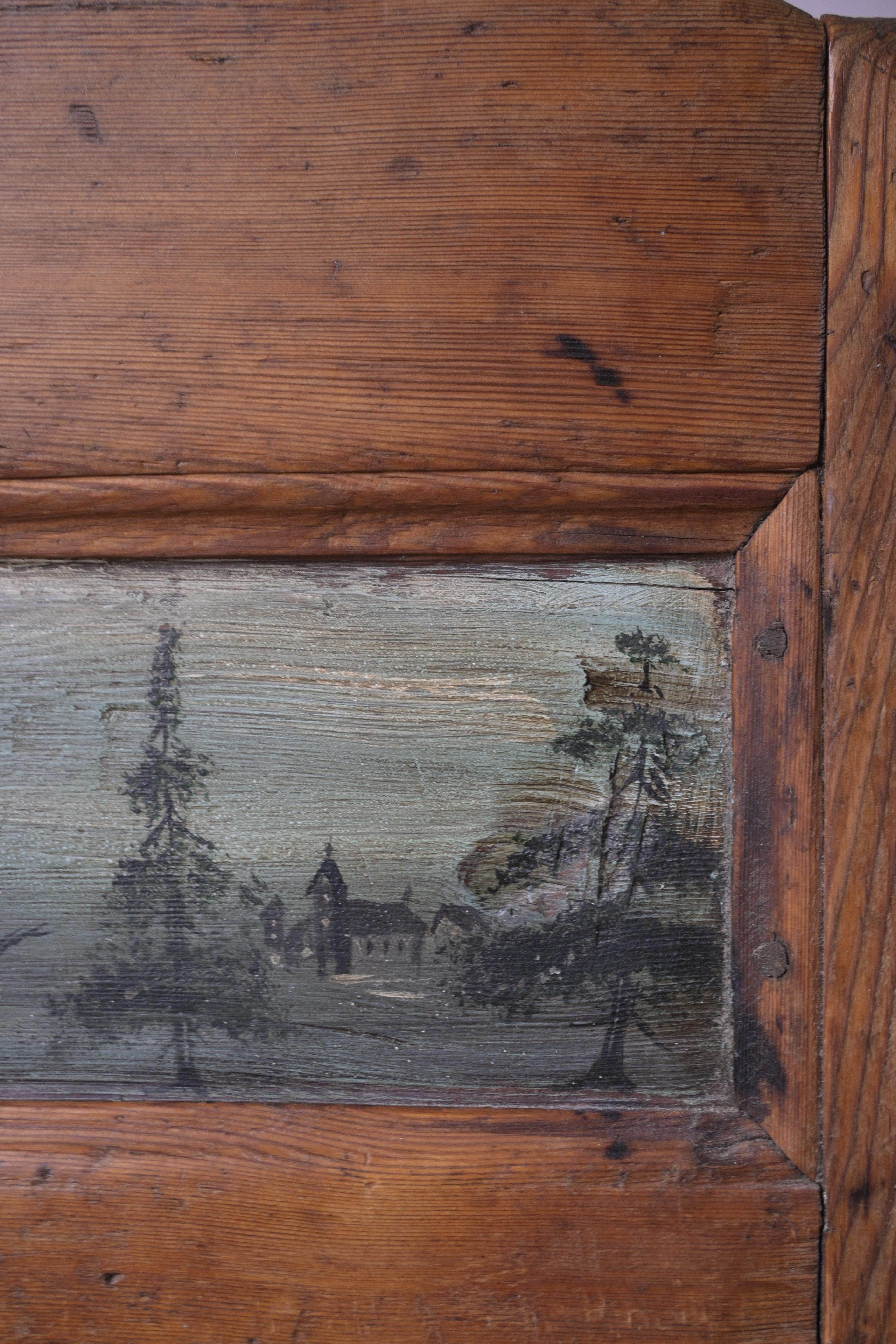 Late 18th Century Swedish Brick Chair with Painted Panel, from Dalarna ca 1770–1779 For Sale