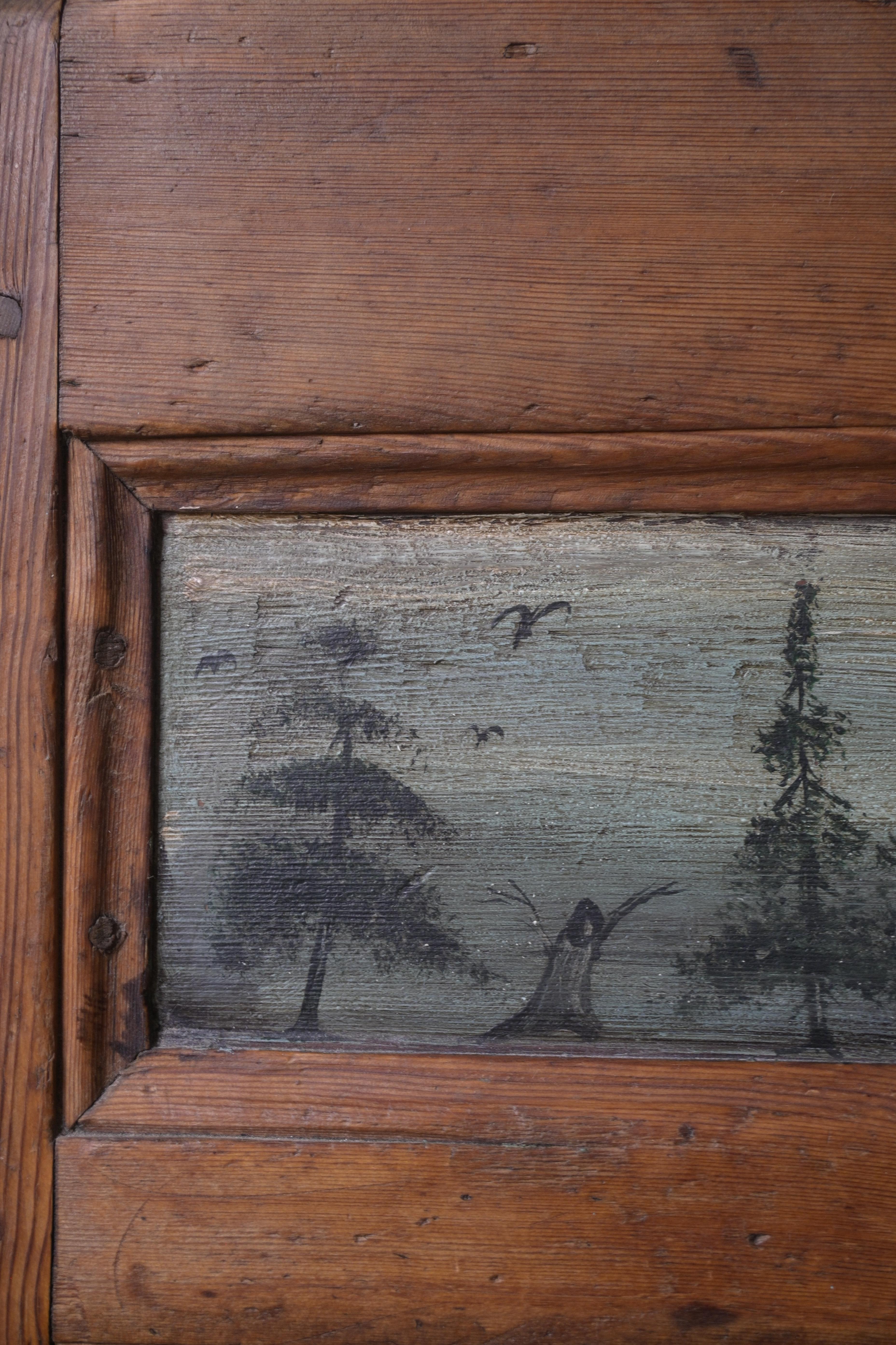 Pine Swedish Brick Chair with Painted Panel, from Dalarna ca 1770–1779 For Sale