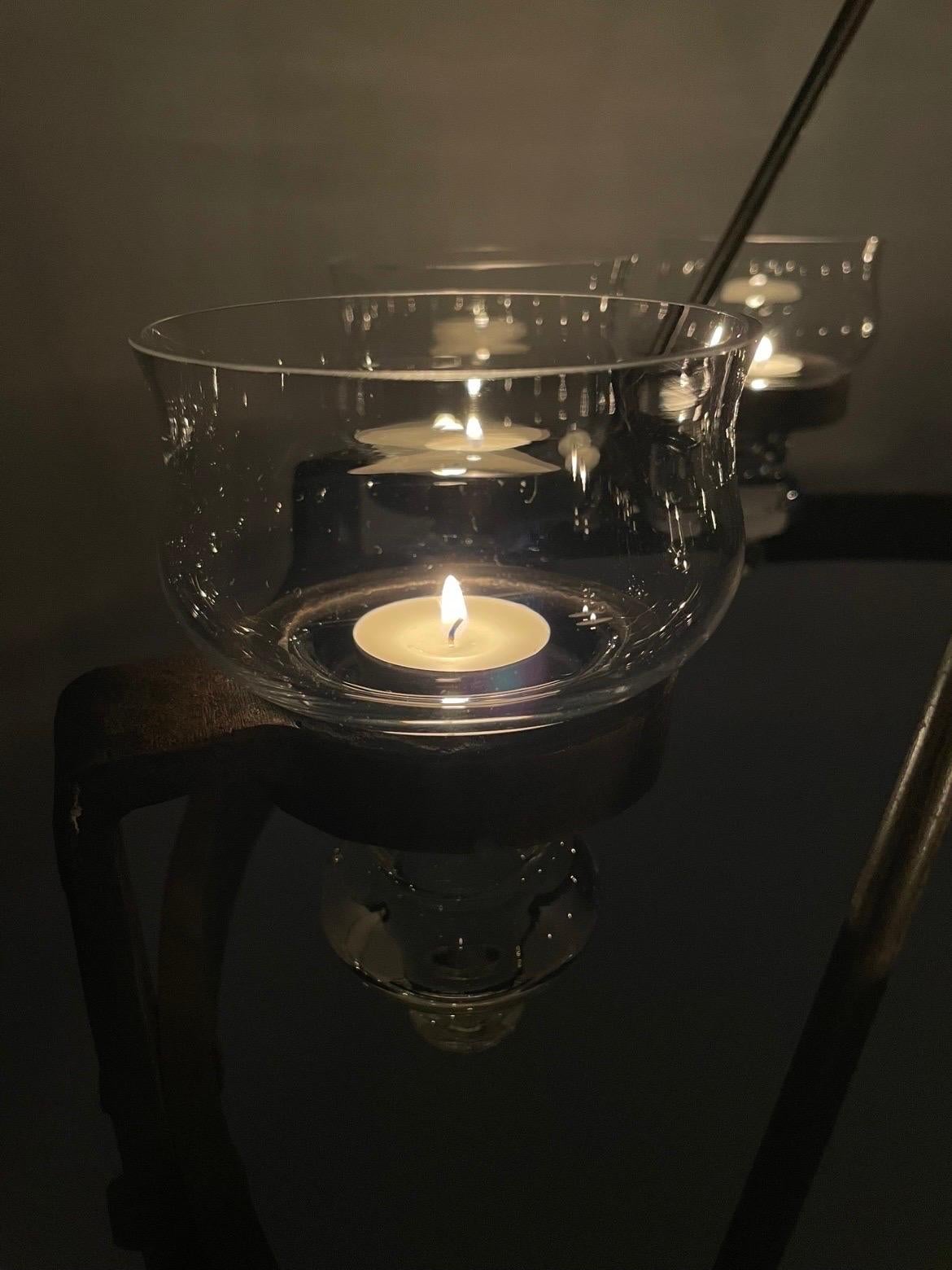 Swedish Brutalist 1970s Sport Cabin Chandelier in Wrought Iron by Erik Höglund im Angebot 3