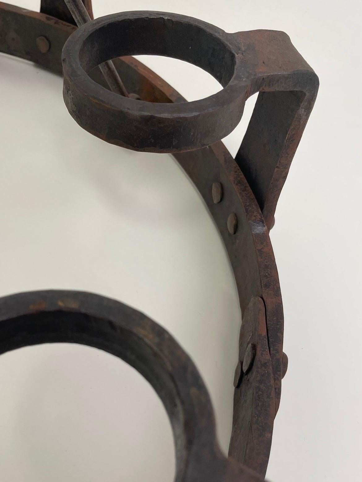 Swedish Brutalist 1970s Sport Cabin Chandelier in Wrought Iron by Erik Höglund im Angebot 9