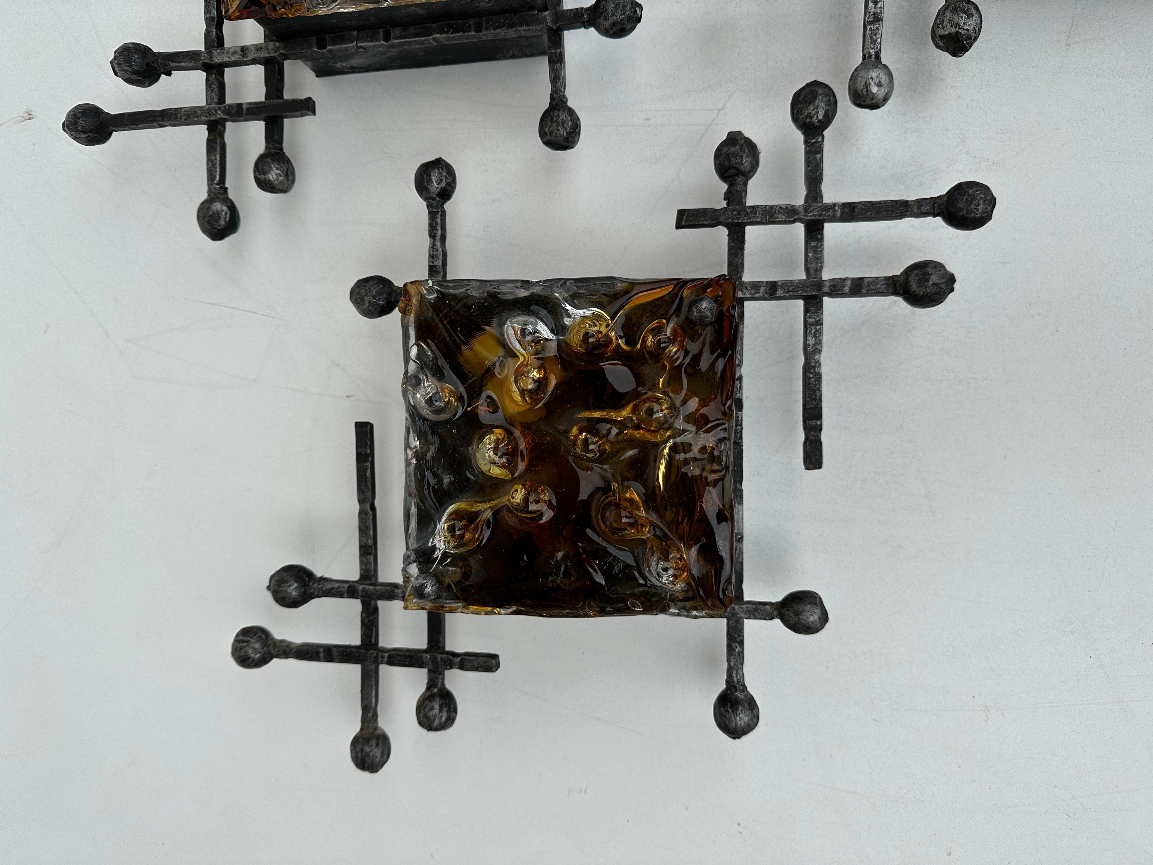 Swedish Brutalist Aluminum and Glass Sconce by Hans Ehrlich For Sale 13