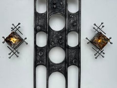 Applique svedese brutalista in alluminio e vetro di Hans Ehrlich