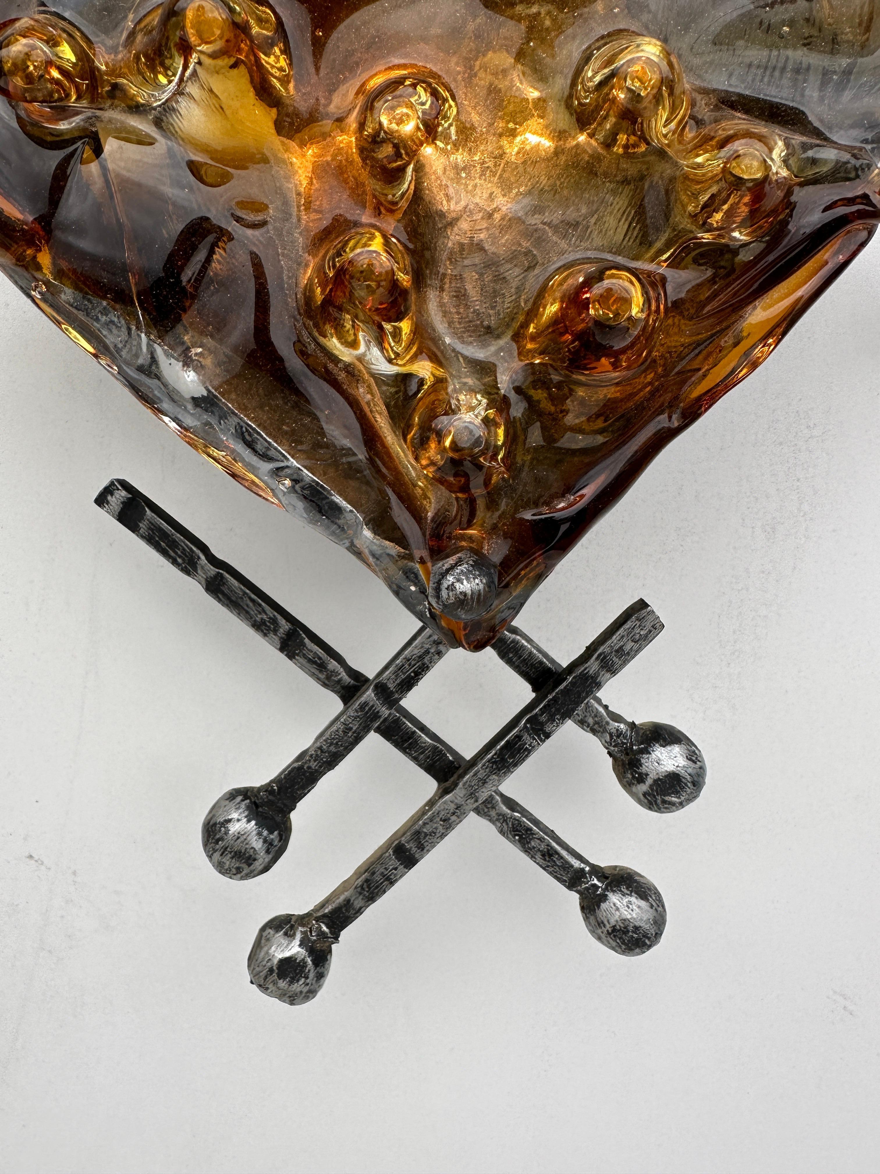 Swedish Brutalist Aluminum and Glass Sconce by Hans Ehrlich For Sale 4