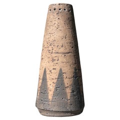 Swedish Brutalist Chamotte Clay Vase with Triangular Decor, 1960s