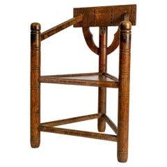 Swedish brutalist monk chair in carved beechwood +/- 1900