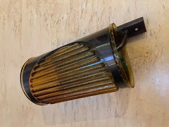 Swedish Brutalist Outdoor Wall Lamp Patinated Copper And Amber Art Glass