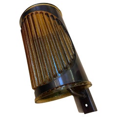 Vintage Swedish Brutalist Outdoor Wall Lamp Patinated Copper And Amber Art Glass