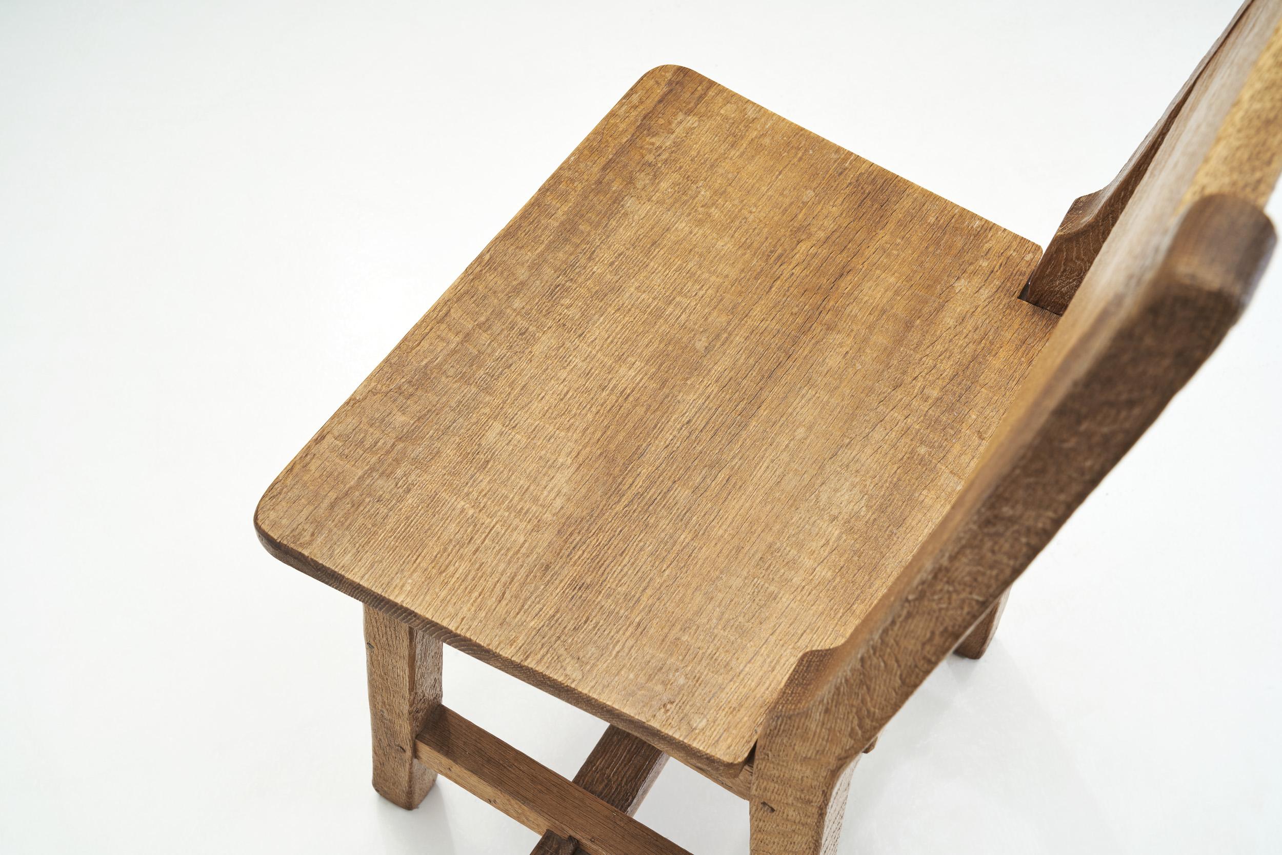 Swedish Brutalist Set of Solid Wood Chairs, Sweden, ca 1940s For Sale 6
