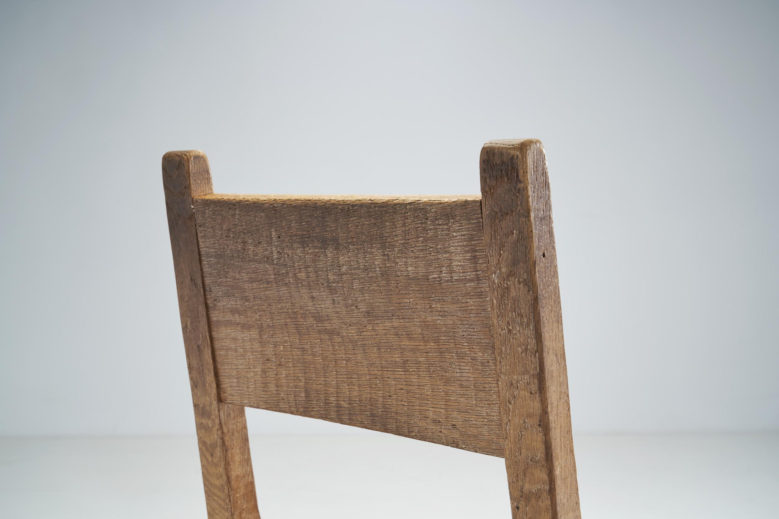 Swedish Brutalist Set of Solid Wood Chairs, Sweden, ca 1940s For Sale 7