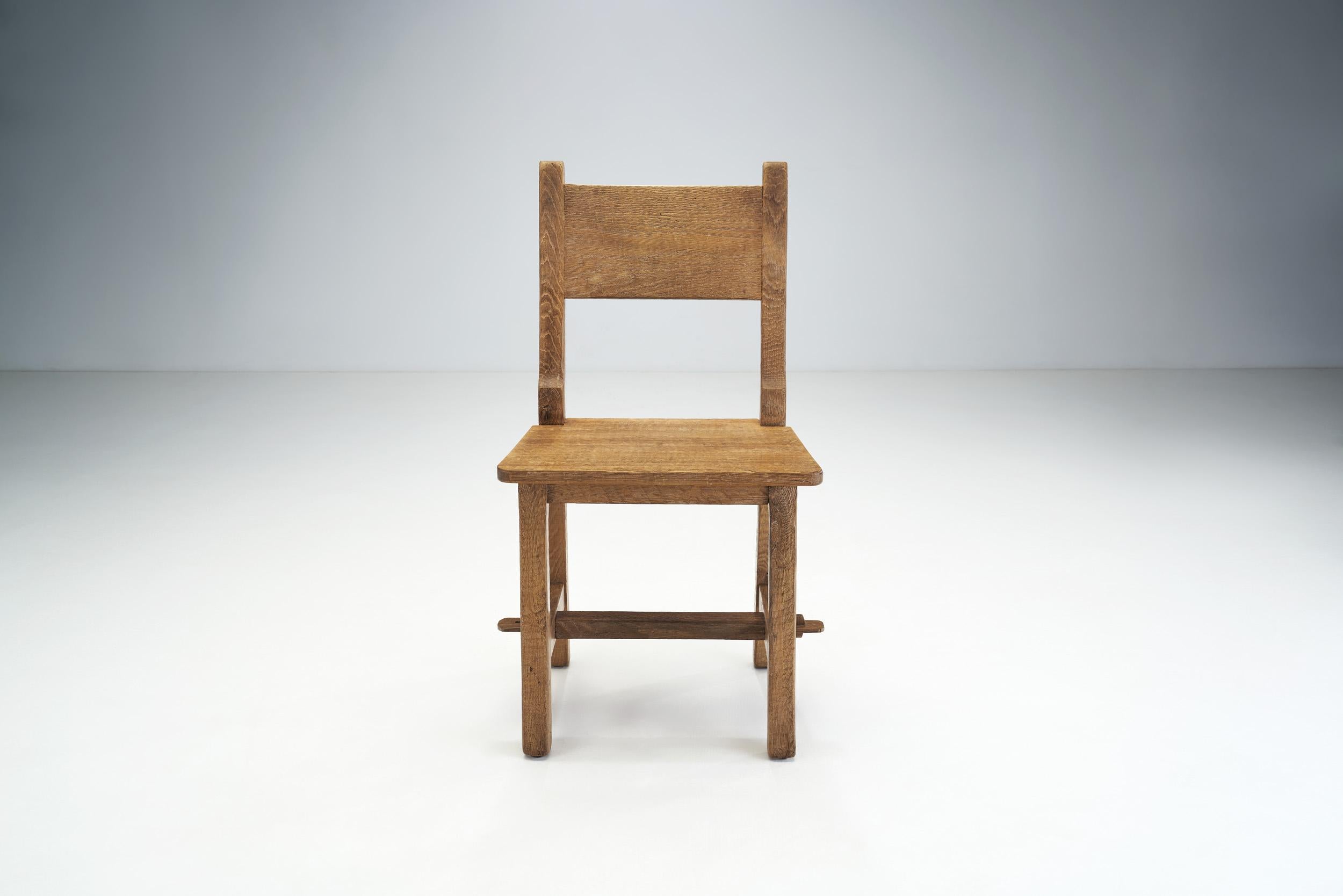 Mid-20th Century Swedish Brutalist Set of Solid Wood Chairs, Sweden, ca 1940s For Sale