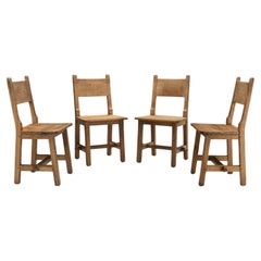 Used Swedish Brutalist Set of Solid Wood Chairs, Sweden, ca 1940s