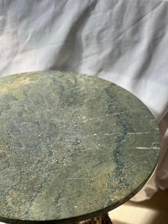 Swedish Brutalist Tree Trunk Coffee Table, green marble 1940s Handmade Unique