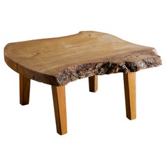 Swedish Brutalist Tree Trunk Coffee Table in Pine
