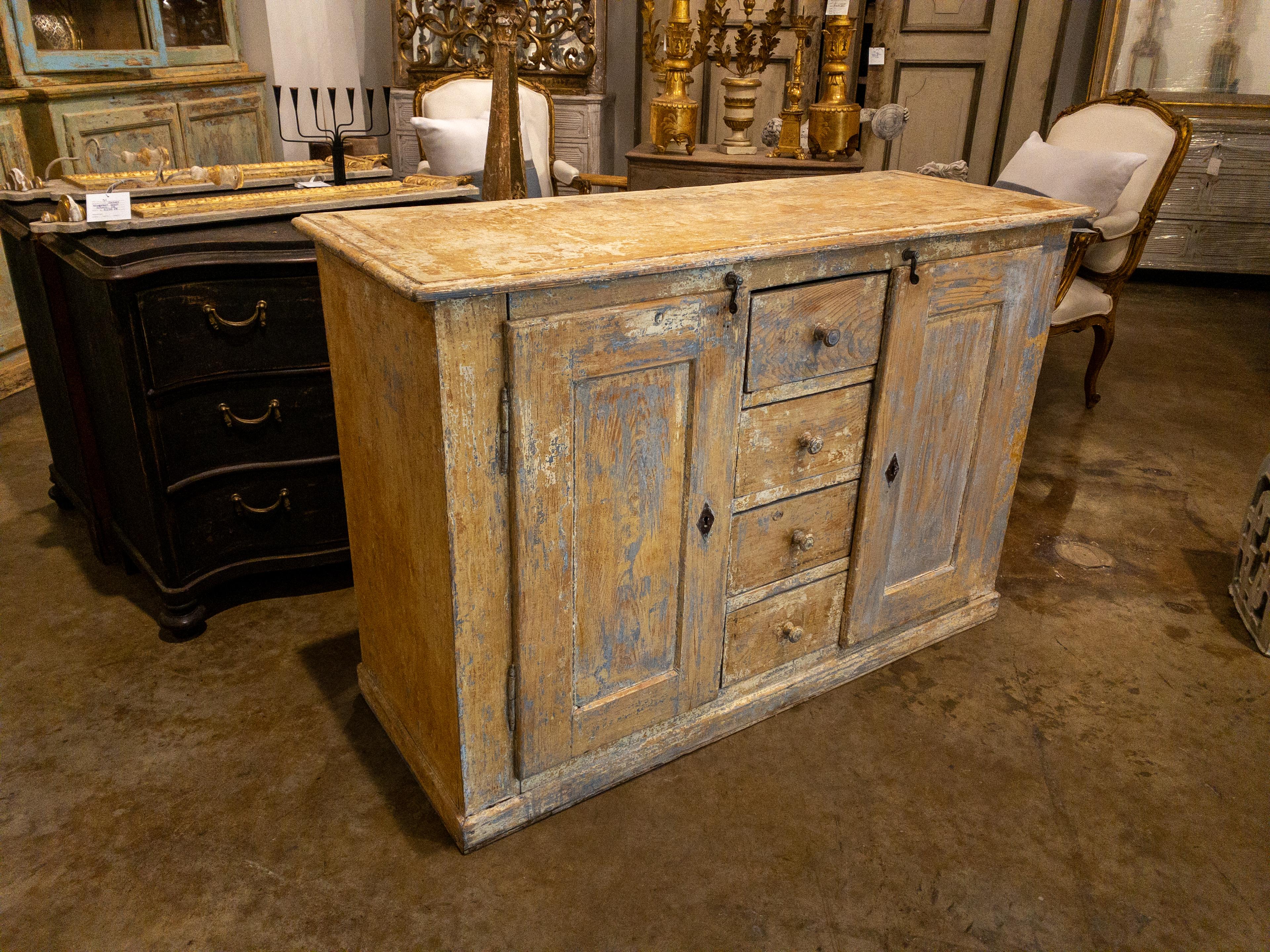 Hand-Crafted Gustavian Swedish Cabinet / Buffet with a Scraped Painted Finish For Sale