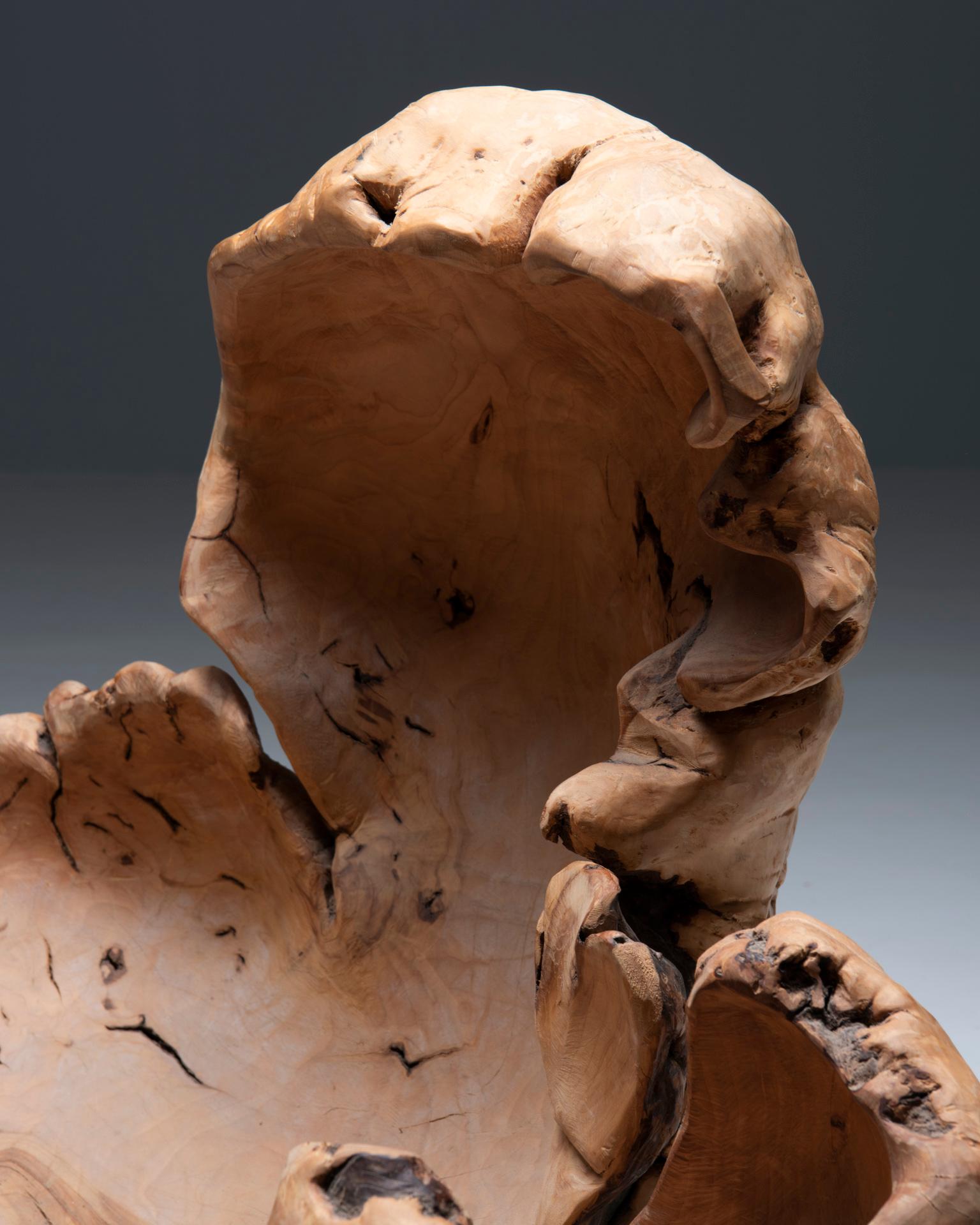 Hand-Crafted Swedish Burl Wood Sculpture For Sale