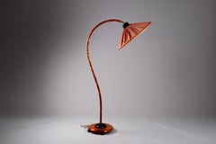 Swedish c. 1970s beech wood gooseneck floor lamp by Markslöjd