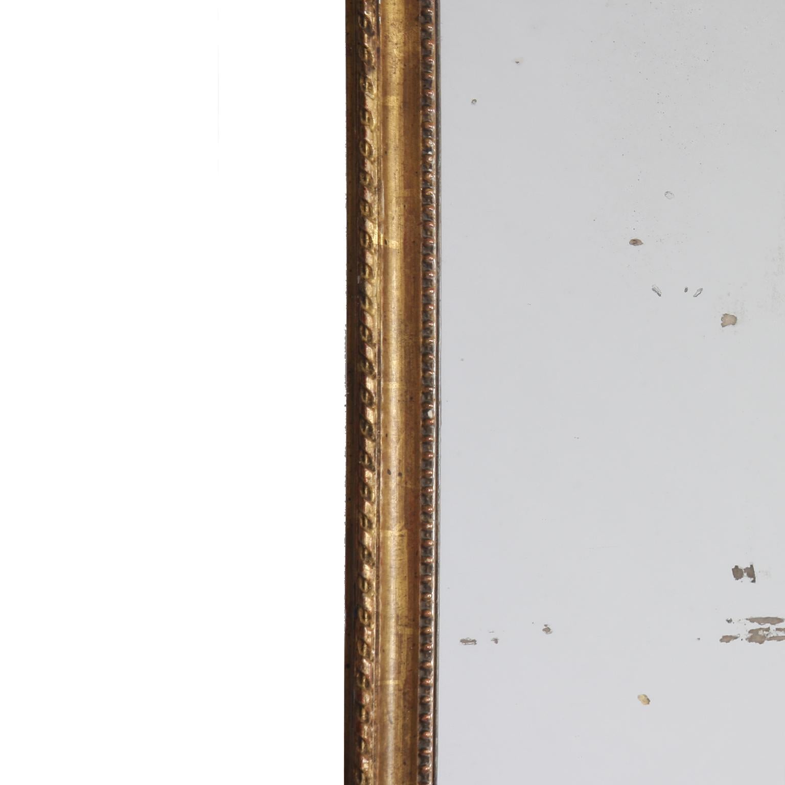 Swedish circa 1900 Giltwood Overmantle Mirror with Crest and Mercury Glass In Good Condition In London, GB